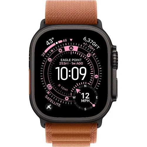 Apple Watch Ultra 3 GPS + Cellular 49mm Black Tit. Case w. Terra Cotta Alpine Loop – Medium (MF254+MG9E4) - ТвойGadget