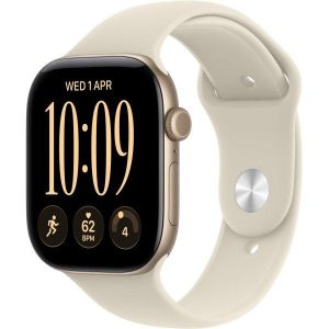 Apple Watch Series 12 GPS + Cellular 42mm Light Gold Aluminum Case with Sand Sport Band S/M (MJG24) - Зображення 1